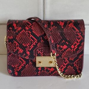 BCBG Y2K Bold Snakeskin Mobwife Goth Faux Leather Mini Evening Crossbody Bag